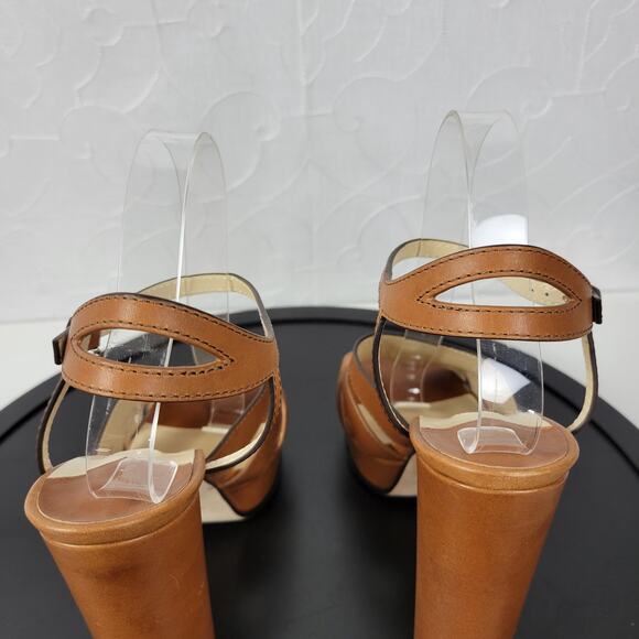 Jimmy Choo Hermione Platform Women Sandals Size 41 US11 Tan Leather Open Toe NEW - Picture 8 of 14